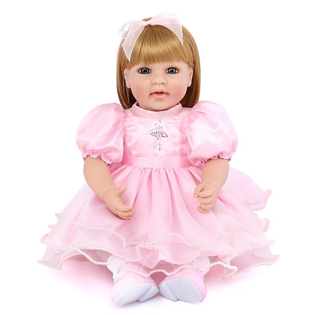  NPK DOLL 22 inch Κούκλες σαν αληθινές Κορίτσι κορίτσι Μωρά Κορίτσια Αναγεννημένη κούκλα μωρών Νεογέννητος όμοιος με ζωντανό Χαριτωμένο Χειροποίητο Ασφαλής για παιδιά Ύφασμα 3/4 / Παιδικά