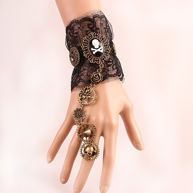  Women's Cuff Bracelet Gear Vintage Steampunk Kinetic Resin Bracelet Jewelry Black For Party Daily