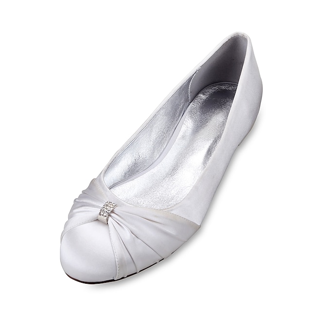  Per donna scarpe da sposa Scarpe da sposa Con diamantini Piatto Punta tonda Elegante Classico Ballerina Raso Mocassino Nero Bianco Avorio