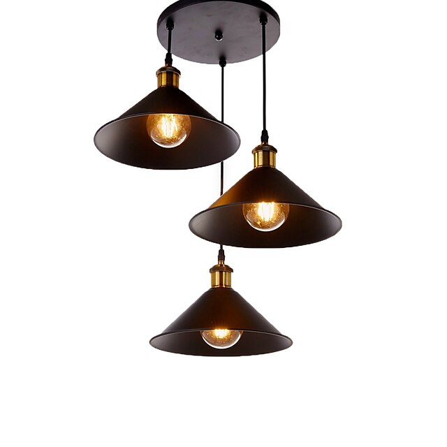  vintage industriell metall skugga hänge lampa 3-huvud ljuskrona vardagsrum matsal