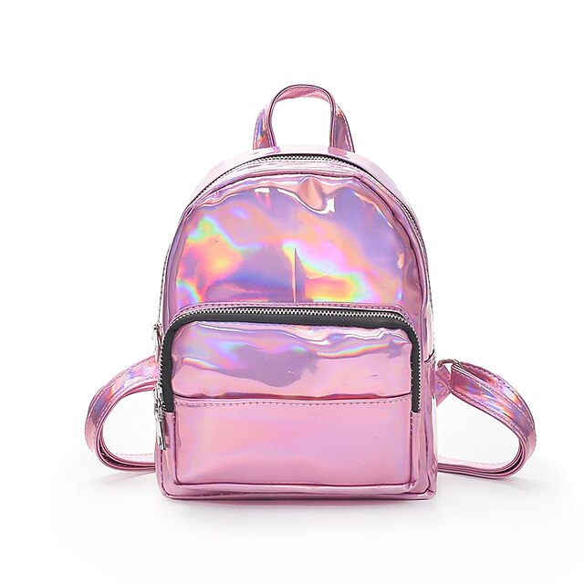  Women's Bags PU(Polyurethane) Backpack Zipper Silver / Blushing Pink / Laser Jelly Bags
