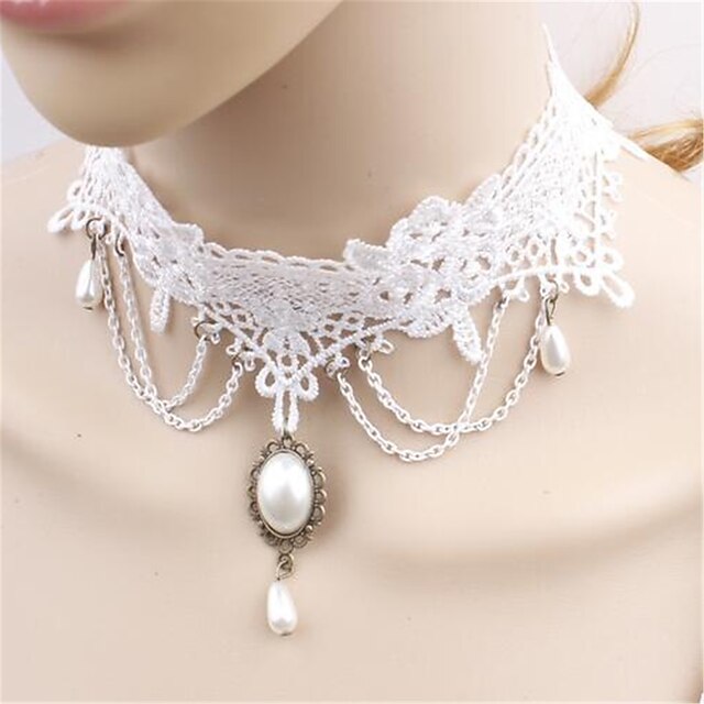  Choker Necklace Lolita Accessories Classical Solid Color Gothic Lolita 1950s Lace Artificial Gemstones For Cosplay Women's Girls' Costume Jewelry Fashion Jewelry / 1 Necklace / Steampunk