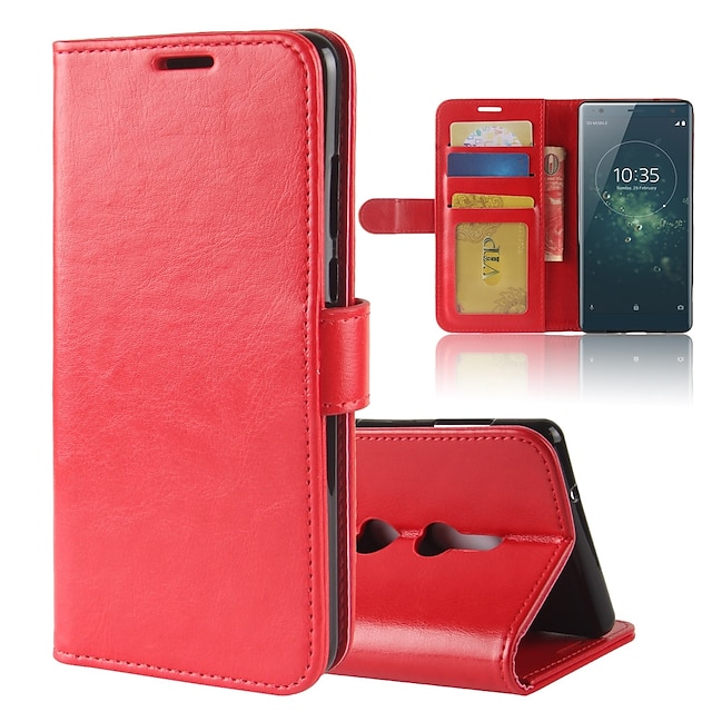  Case For Sony Xperia XZ2 Compact / Xperia XZ2 / Xperia XA2 Ultra Wallet / Card Holder / with Stand Full Body Cases Solid Colored Hard PU Leather