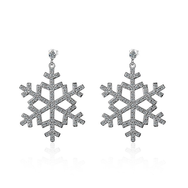  Women's Crystal Cubic Zirconia Drop Earrings Snowflake Classic Natural Crystal Zircon Earrings Jewelry Silver For Birthday Ceremony
