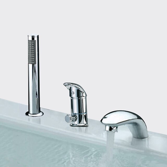  Смеситель для ванны - Современный Хром Римская ванна Керамический клапан Bath Shower Mixer Taps / Две ручки три отверстия