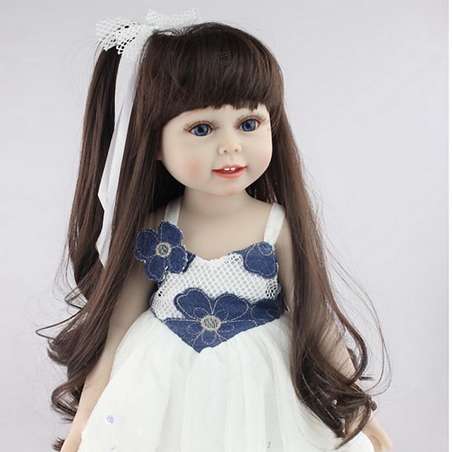  NPKCOLLECTION 18 inch Κούκλες σαν αληθινές Μωρά Κορίτσια Νεογέννητος όμοιος με ζωντανό Μη τοξικό Χειροποίητες βλεφαρίδες Τεχνητή εμφύτευση μπλε μάτια Σιλικόνη με ρούχα και αξεσουάρ