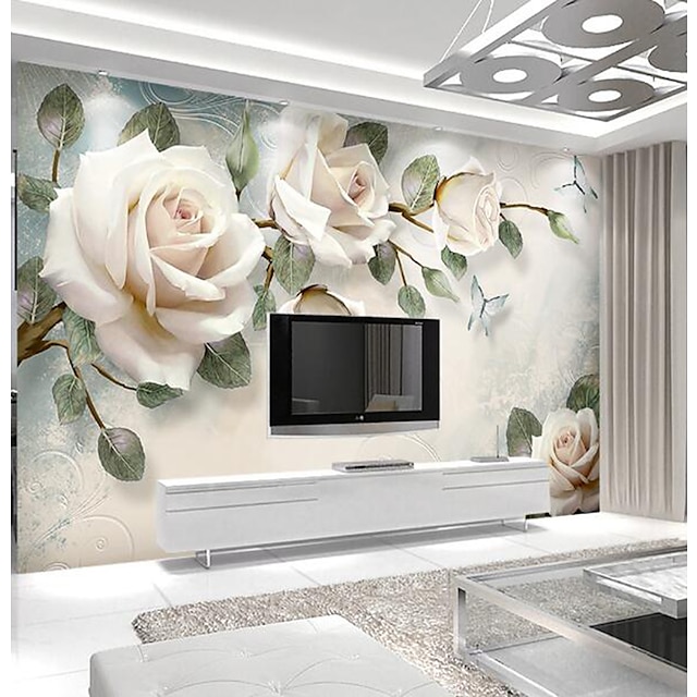  Cool Wallpapers Wall Mural Flower Wallpaper Beautiful Wallpaper Wall Sticker Covering Print Adhesive Required 3D Effect Blossom Flower Canvas Home Décor