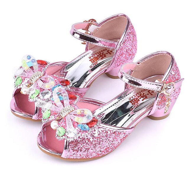  Girls' Comfort / Novelty / Flower Girl Shoes Sparkling Glitter Sandals Little Kids(4-7ys) / Big Kids(7years +) Rhinestone / Bowknot / Buckle Pink / Gold / Blue Summer / Wedding / Rubber