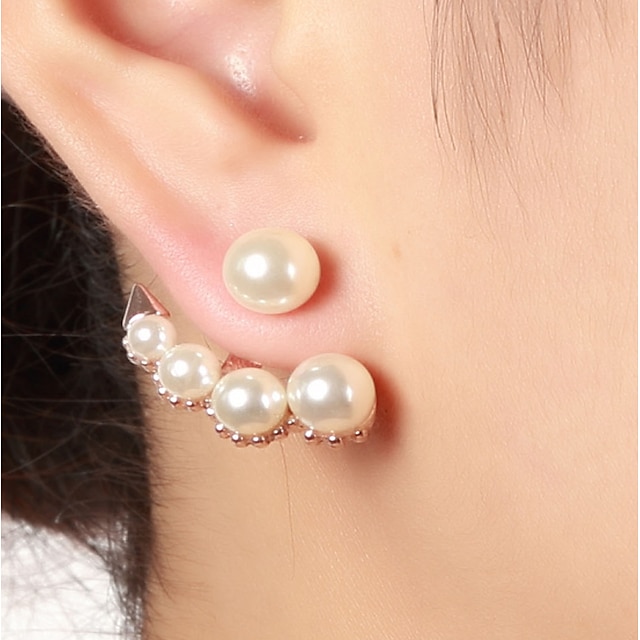  Women's Pearl Stud Earrings Jacket Earrings Ladies Elegant Fashion Vintage Imitation Pearl Earrings Jewelry Rose Gold / Silver / Gold For Wedding Daily Masquerade Engagement Party Prom Work