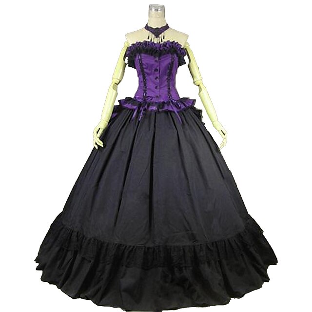  Rococo Victorian Costume Women's Outfits Purple Vintage Cosplay 50% Cotton / 50% Polyester Sleeveless Cold Shoulder Ball Gown