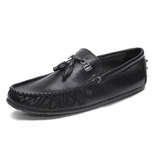  Hombre Zapatos Confort PU Primavera / Otoño Zapatos de taco bajo y Slip-On Blanco / Negro / Naranja
