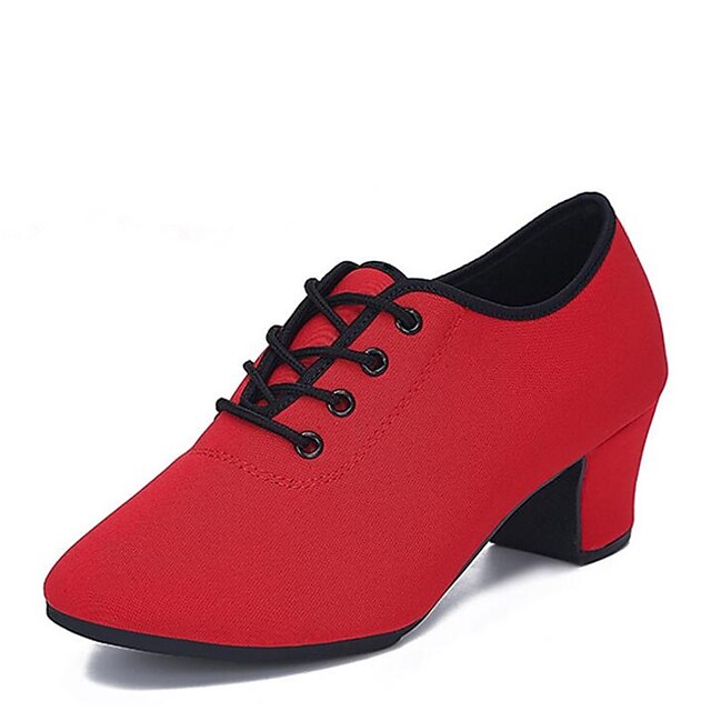  Γυναικεία Μοντέρνα παπούτσια Τακούνια Χαμηλό τακούνι Οξφόρδη Τούλι Μαύρο / Κόκκινο / Εσωτερικό / EU39