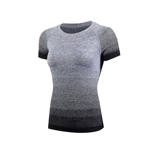  Femme Manches Courtes Tee Shirt Compression Tee-shirt Dessus de la couche de base Athlétique Séchage rapide Respirabilité Exercice Physique Exercice & Fitness Tenue de sport Couleur Pleine Noir Bleu