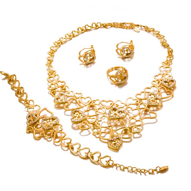  בגדי ריקוד נשים סט תכשיטים הצהרה נשים אופנתי ציפוי זהב עגילים תכשיטים זהב עבור חתונה מפלגה