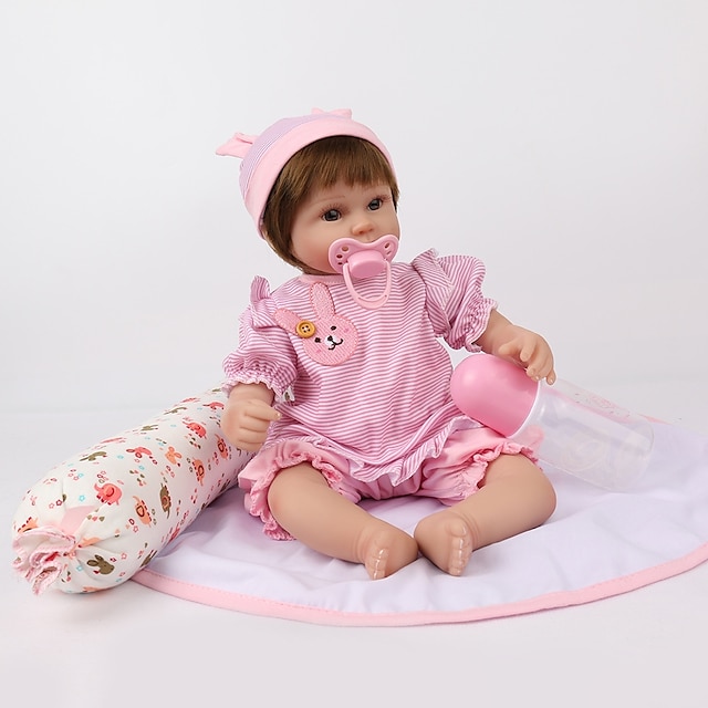  NPKCOLLECTION 18 tommers NPK DOLL Reborn-dukker Girl Doll Babyjenter Newborn liv som Nuttet Håndlaget Barnesikker Klede 3/4 silikon lim og bomull fylt kropp med klær og tilbehør til jenter til