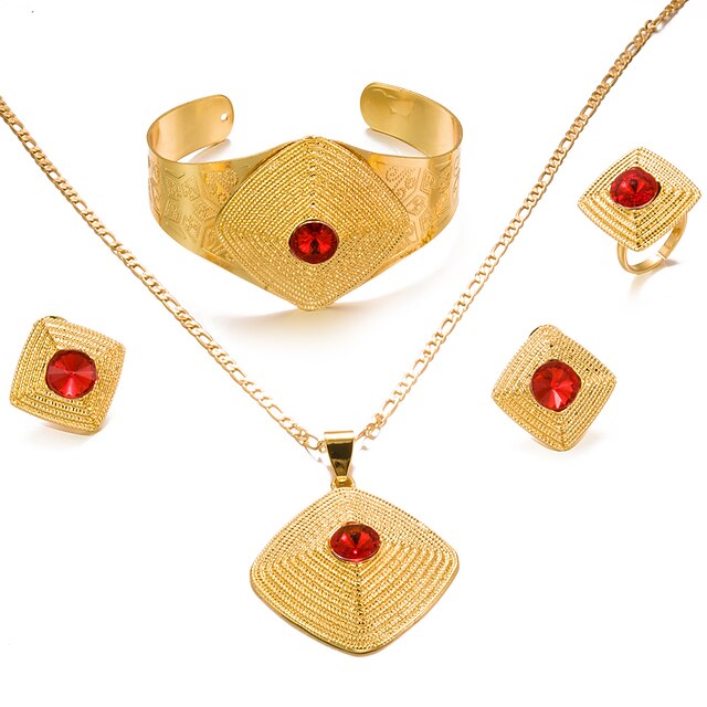  Mulheres Conjunto de jóias Chapeado Dourado Importante, senhoras, Fashion Incluir Dourado Para Casamento Festa / Brincos