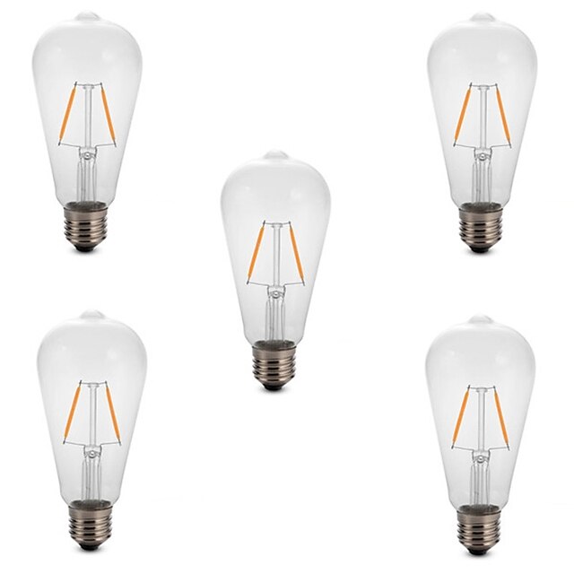  5 Stück 2 W LED Glühlampen 180 lm E26 / E27 ST64 2 LED-Perlen COB Dekorativ Warmes Weiß Kühles Weiß 220-240 V / RoHs