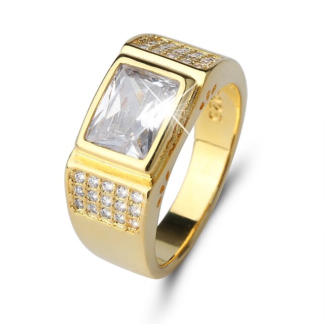  Herrn Bandring Diamant Kubikzirkonia Gold Zirkonia Titan Stahl Kreisform Klassisch Elegant Retro Hochzeit Alltag Schmuck