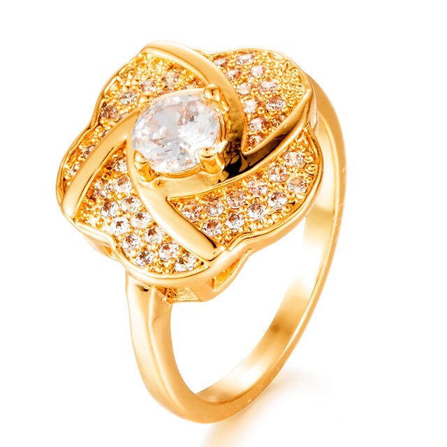  Band Ring Diamond Halo Gold Gold Plated Ladies Fashion 7 8 9 / Women's / Cubic Zirconia