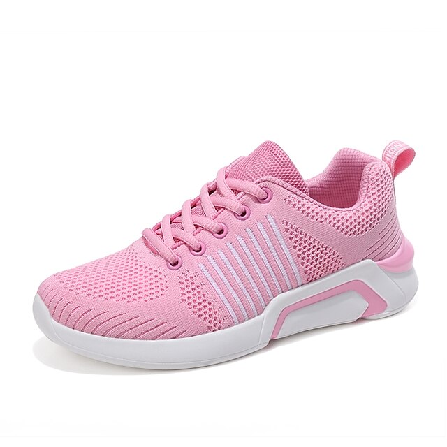  Women's Sneakers Flat Heel Round Toe Comfort Running Shoes Knit Synthetic Microfiber PU Spring Summer Solid Colored Black Gray Rosy Pink