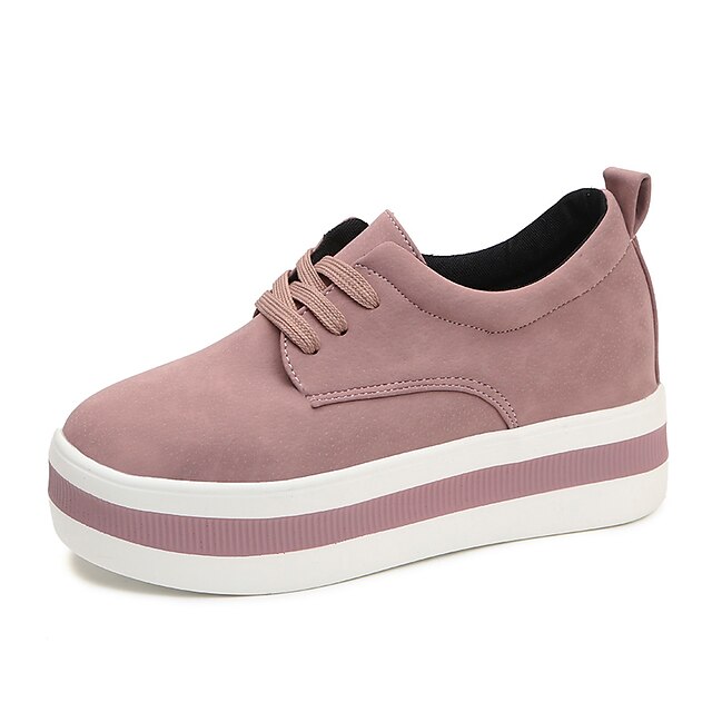  Women's Shoes Fleece Spring / Summer / Fall Comfort Sneakers Walking Shoes Wedge Heel Black / Gray / Pink