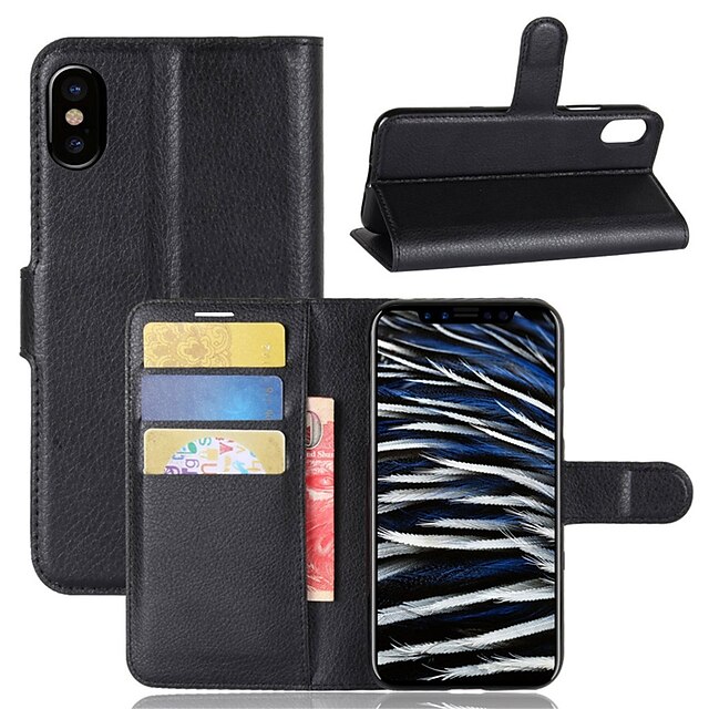  Case For Apple iPhone X / iPhone 8 Plus / iPhone 8 Wallet / Card Holder / Flip Full Body Cases Solid Colored Hard PU Leather