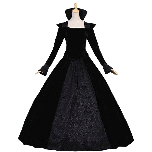  המלכה וויקטוריה מריה אנטוניאטה רוקוקו ויקטוריאני המאה ה 18 שמלת חופשה שמלות תלבושות בגדי ריקוד נשים תחפושות שחור וינטאג קוספליי שרוול ארוך עד הריצפה ארוך נשף מידות גדולות מותאם אישית