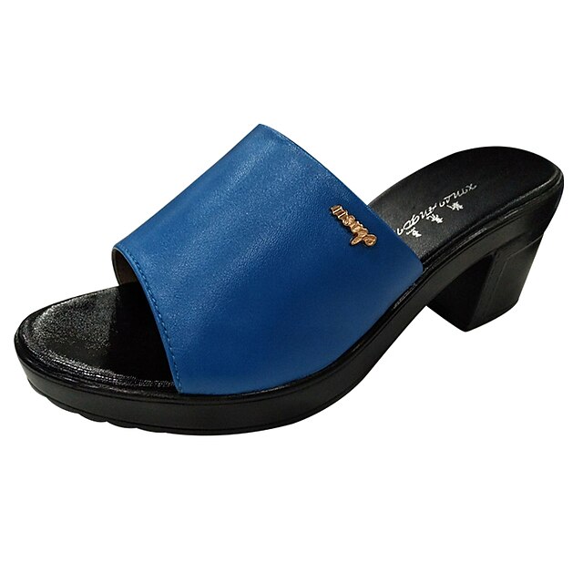  Mulheres Sapatos Microfibra Verão Gladiador Chinelos e flip-flops Salto de bloco Peep Toe Preto / Roxo / Azul