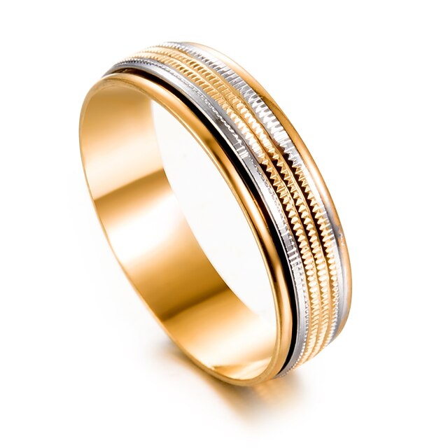  Homme Anneau Alliance Bague Dorée Plaqué or Or Jaune Forme de Cercle Mode Mariage Cadeau Bijoux Deux tons