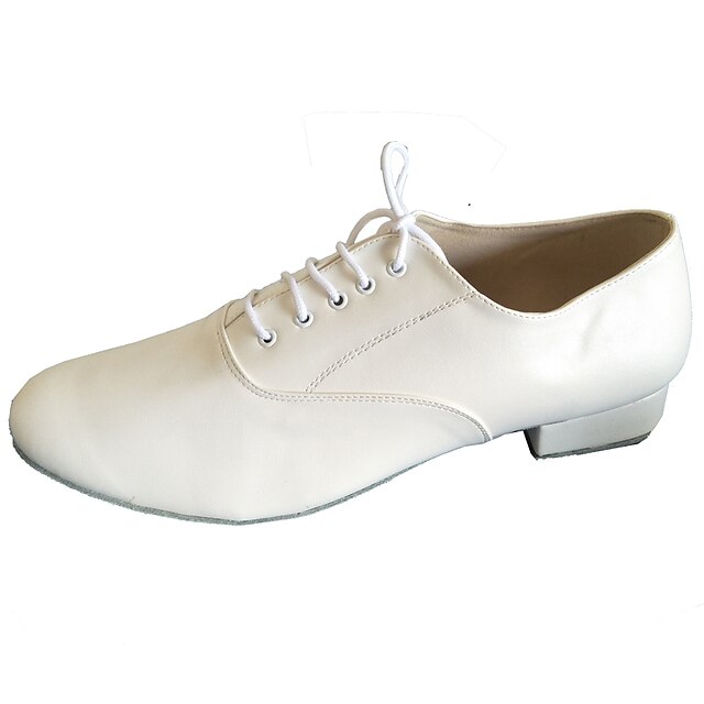  Men's Latin Shoes / Modern Shoes / Salsa Shoes Leather / Leatherette Heel Chunky Heel Customizable Dance Shoes White / Indoor / Practice / Professional