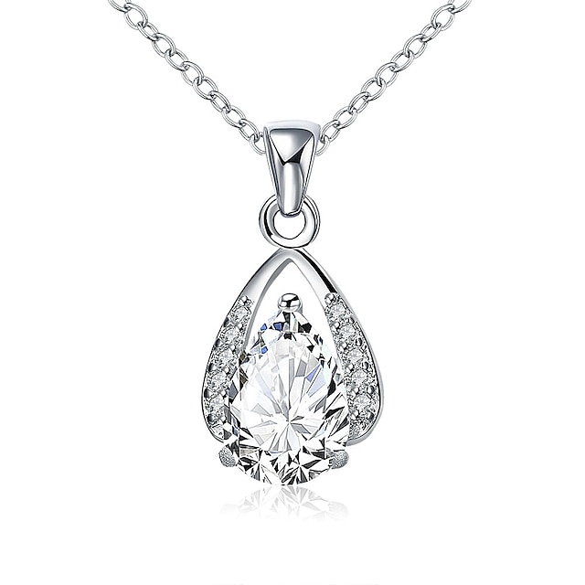  Women's Cubic Zirconia Pendant Necklace / Chain Necklace - Zircon, Silver Plated Fashion Silver Necklace Jewelry One-piece Suit For Valentine, Office & Career