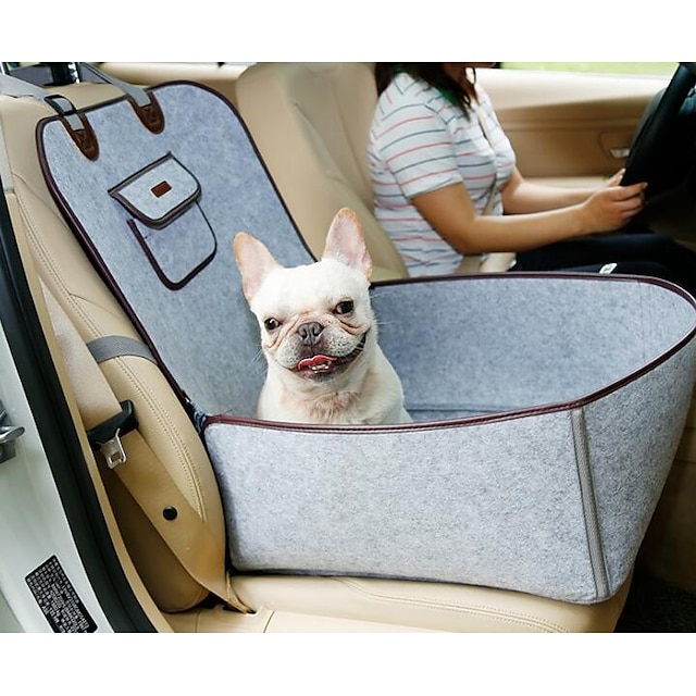  Katzen Hund Auto Matratze Haustier-Sitzerhöhung Tragbar Klappbar Einfach zu installieren Solide Stoff Braun Grau