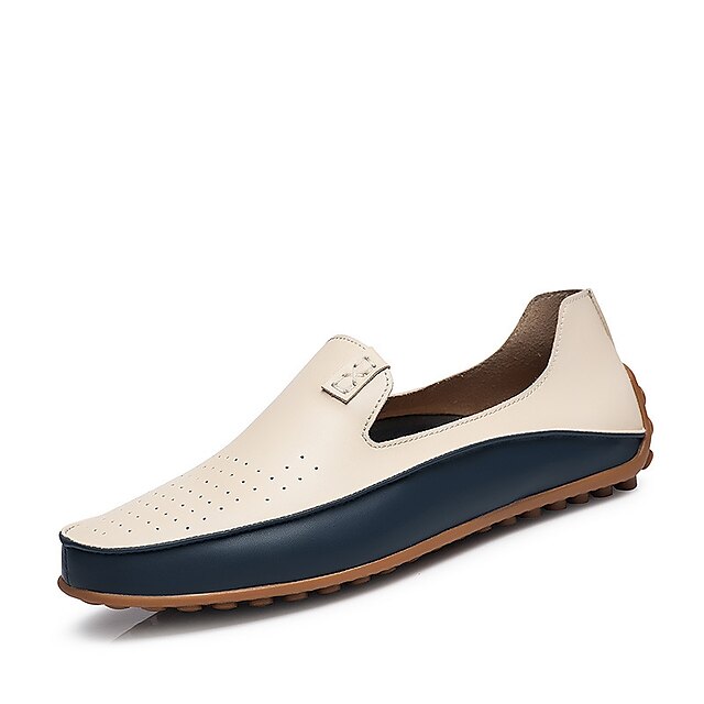  Herren Bootsschuhe Komfort Schuhe Loafer fahren Britisch Alltag Outdoor Mikrofaser Weiß Blau Frühling Sommer