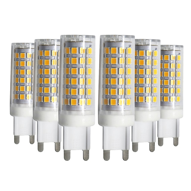  6 pièces g9 9w 76led 2835smd ampoule de lampe à led de maïs chaud blanc naturel ac110-240v 75w ampoule halogène équivalent 750lm non scintillement