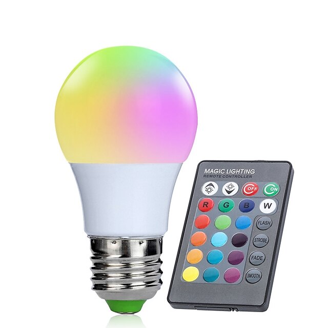  1db 3 W Okos LED izzók 250 lm E26 / E27 10 LED gyöngyök SMD 5050 Infravörös érzékelő Tompítható Távvezérlésű RGBW 85-265 V / RoHs / FCC