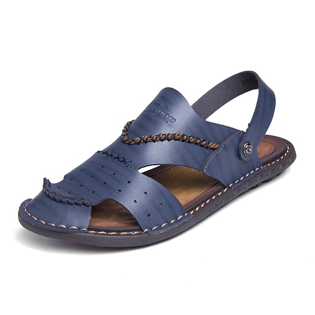  Men's Sandals Comfort Shoes Light Soles Slingback Sandals Casual Outdoor Walking Shoes Microfiber Black Khaki Blue Spring Summer