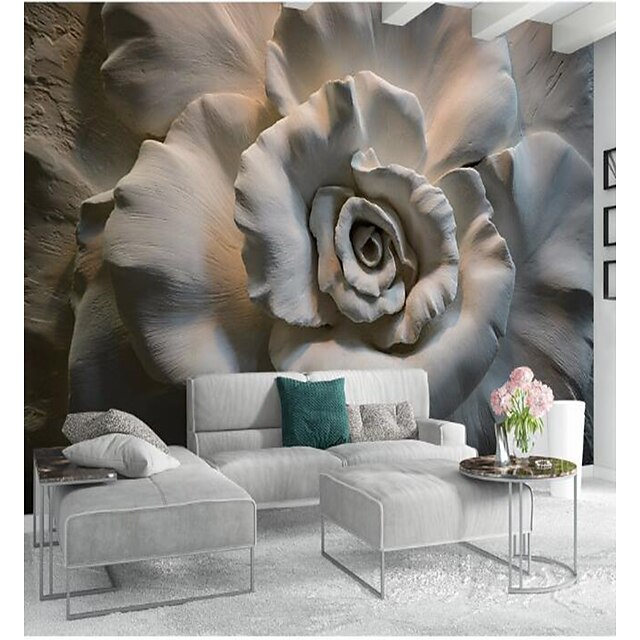  Mural Wallpaper Wall Sticker Covering Print Adhesive Required 3D Relief Effect Blossom Flower Canvas Home Décor