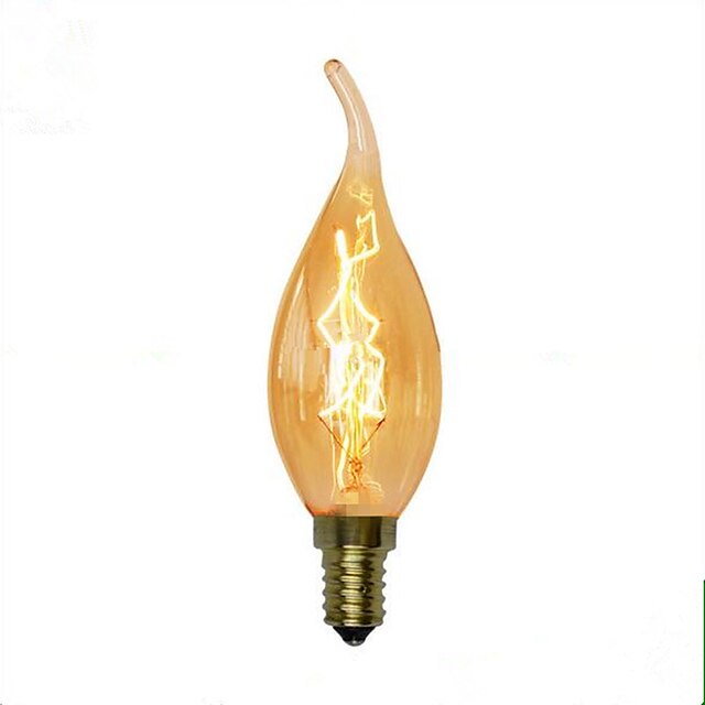  1шт 40 W E14 C35 Тёплый белый 2300 k Ретро / Декоративная Лампа накаливания Vintage Эдисон лампочка 220-240 V