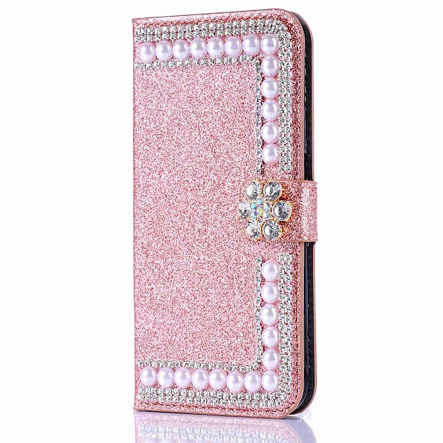  Phone Case For Apple Wallet Case iPhone 14 Pro Max Plus 13 12 11 Mini X XR XS 8 7 Card Holder Rhinestone with Stand Solid Colored Hard PU Leather