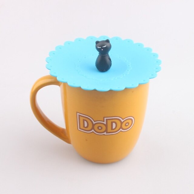  tecknad kattformad silikon rån lock lock vattentät drink kopp keps