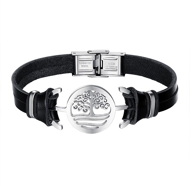  Men's Link Bracelet - Leather Bracelet Black For Daily / Date