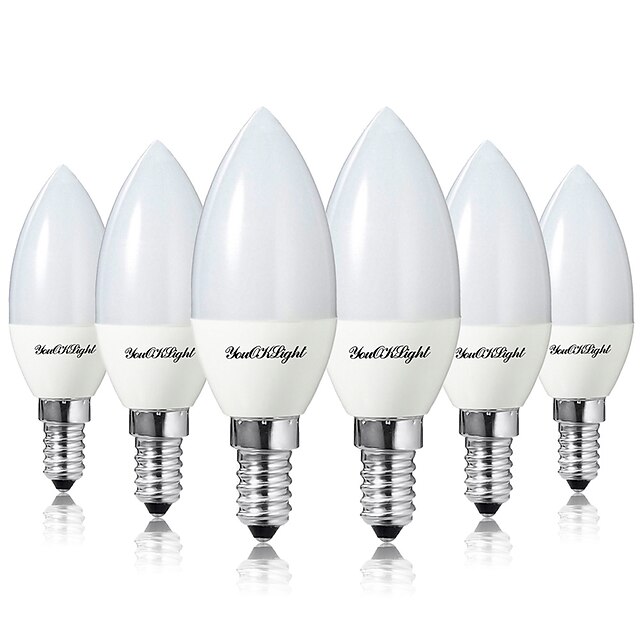  YouOKLight 6шт 4 W 400 lm E14 E12 LED лампы в форме свечи 10 Светодиодные бусины SMD 5730 Декоративная Тёплый белый Холодный белый 85-265 V