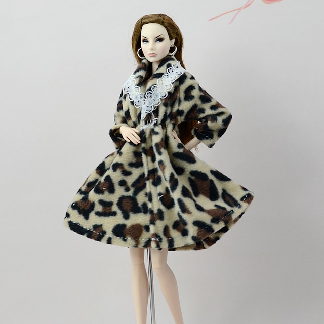  Doll Outfit Doll Coat Coats Leopard Tulle Lace Flannel Toison Polyester Handmade Toy for Girl's Birthday Gifts  / Kids