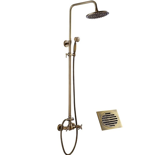  Shower Faucet - Antique Antique Copper Shower System / Brass / Two Handles Two Holes