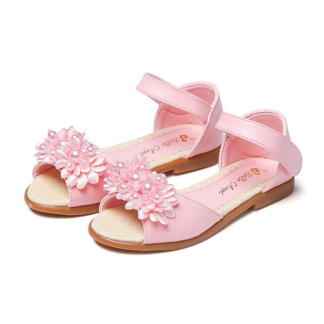  Girls' Leatherette Sandals Little Kids(4-7ys) / Big Kids(7years +) Flower Girl Shoes Flower / Magic Tape White / Pink Summer / TPR (Thermoplastic Rubber)
