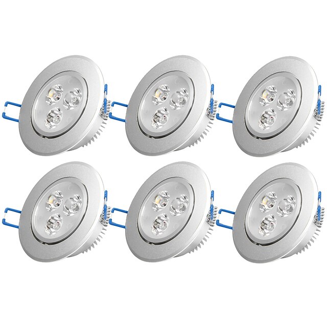  6pcs 3 W Lâmpada de Embutir 300-350 lm Nenhum 3 Contas LED LED de Alta Potência Decorativa Branco Quente Branco Frio 220-240 V 110-130 V 85-265 V / 6 pçs