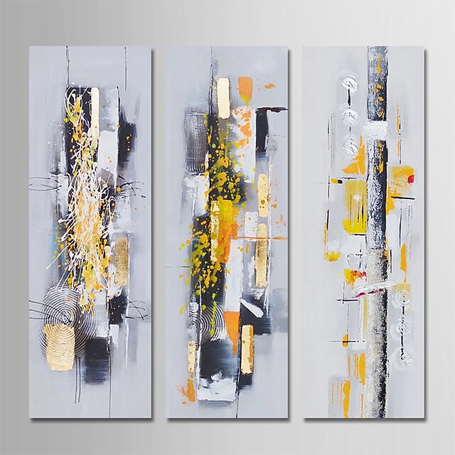  Hang-geschilderd olieverfschilderij Handgeschilderde - Abstract Modern Inclusief Inner Frame / Drie panelen / Uitgerekt canvas