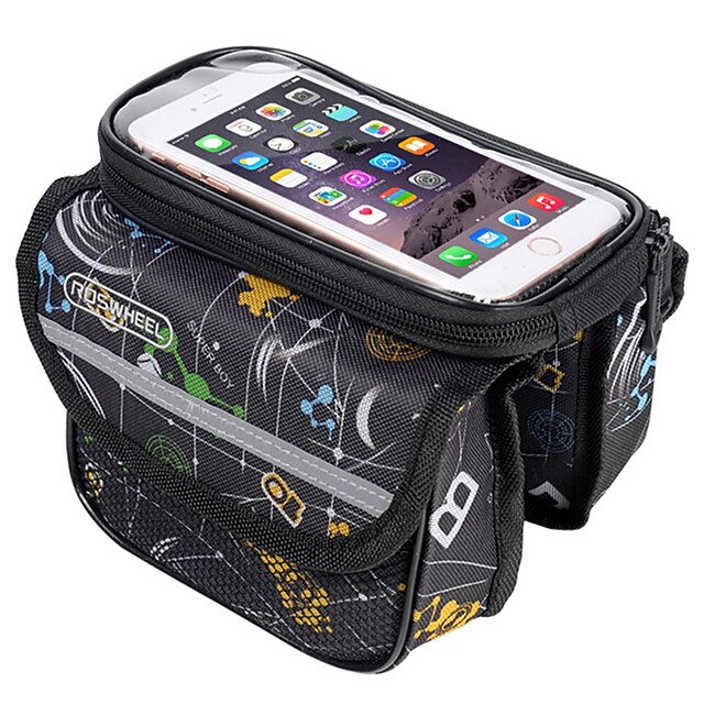  ROSWHEEL 2 L Bag Cell Phone Marsupio triangolare da telaio bici Indossabile Strisce riflettenti Borsa da bici Poliestere stampabile Marsupio da bici Borsa da bici iPhone X / iPhone XR / iPhone XS