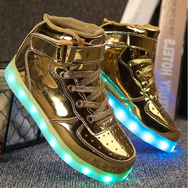  Boys' / Girls' Sneakers LED / Comfort / LED Shoes PU Little Kids(4-7ys) / Big Kids(7years +) Walking Shoes Lace-up / Hook & Loop / LED Pink / Gold / Silver Spring / Fall