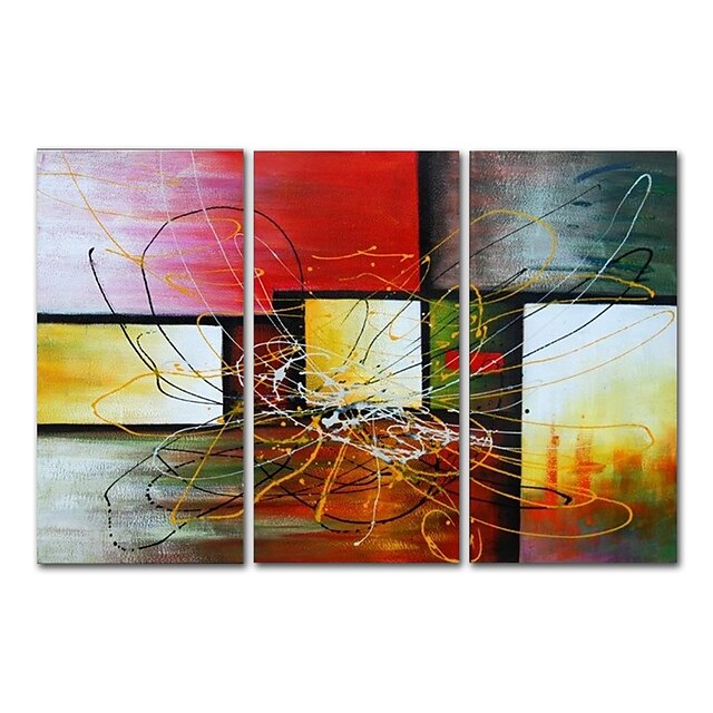  Oil Painting Hand Painted - Abstract Comtemporary Modern Stretched Canvas / Three Panels